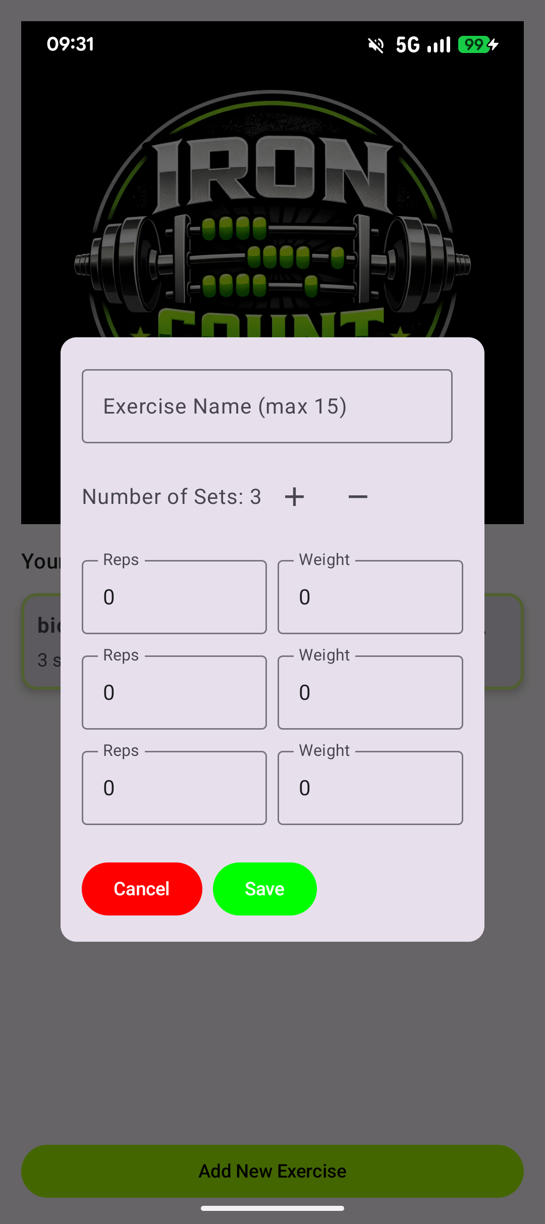 Rep counter virtual abacus screen